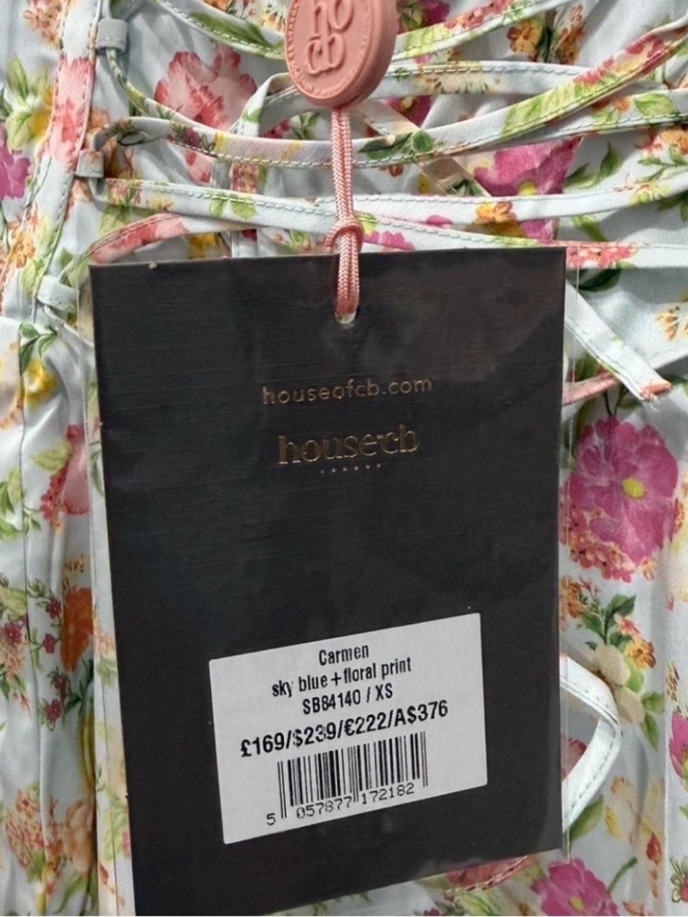 House of CB Carmen Dress - Sky Blue Floral Print